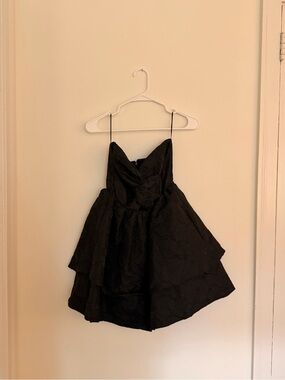 Altar'd State Black Strapless Tiered Party Dress for Women